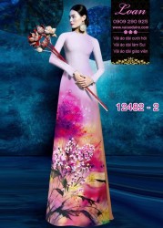 Vải áo dài hoa lan nhí in 3D