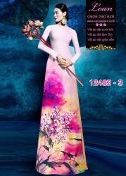 Vải áo dài hoa lan nhí in 3D