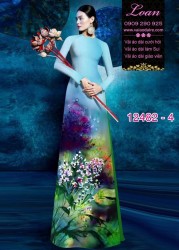 Vải áo dài hoa lan nhí in 3D
