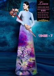 Vải áo dài hoa lan nhí in 3D