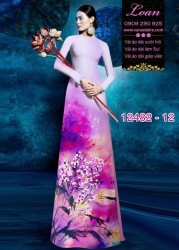 Vải áo dài hoa lan nhí in 3D