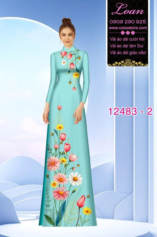 Vải áo dài hoa cúc in 3D