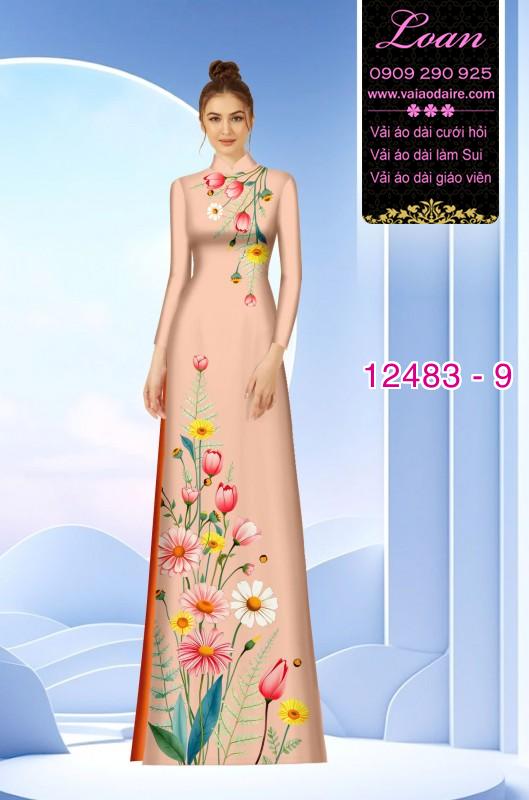 Vải áo dài hoa cúc in 3D