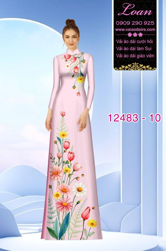 Vải áo dài hoa cúc in 3D