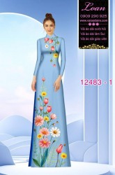 Vải áo dài hoa cúc in 3D