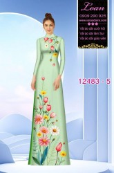 Vải áo dài hoa cúc in 3D
