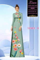 Vải áo dài hoa cúc in 3D