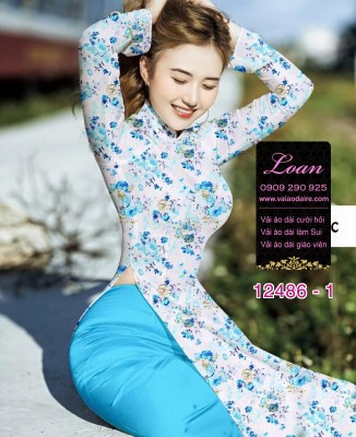 Vải áo dài hoa nhí đẹp-DT 12486