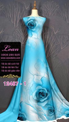 Vải áo dài hoa hồng in 3D-DT 12487