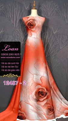 Vải áo dài hoa hồng in 3D-DT 12487