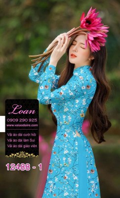 Vải áo dài hoa nhí đẹp-DT 12488