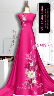 Vải áo dài hoa in 3D-DT 12489