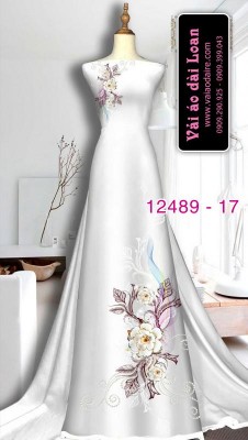 Vải áo dài hoa in 3D-DT 12489