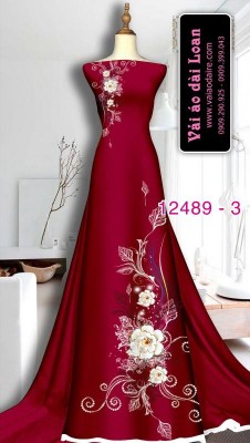 Vải áo dài hoa in 3D-DT 12489