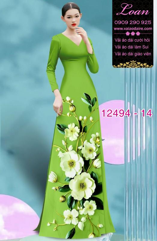 Vải áo dài hoa in 3D cực đẹp