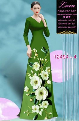 Vải áo dài hoa in 3D cực đẹp-DT 12494