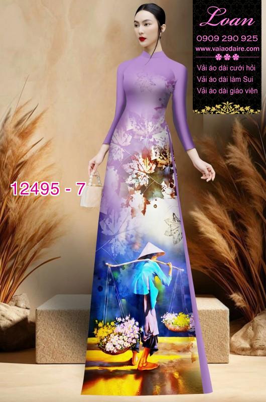 Vải áo dài hình gánh hàng rong