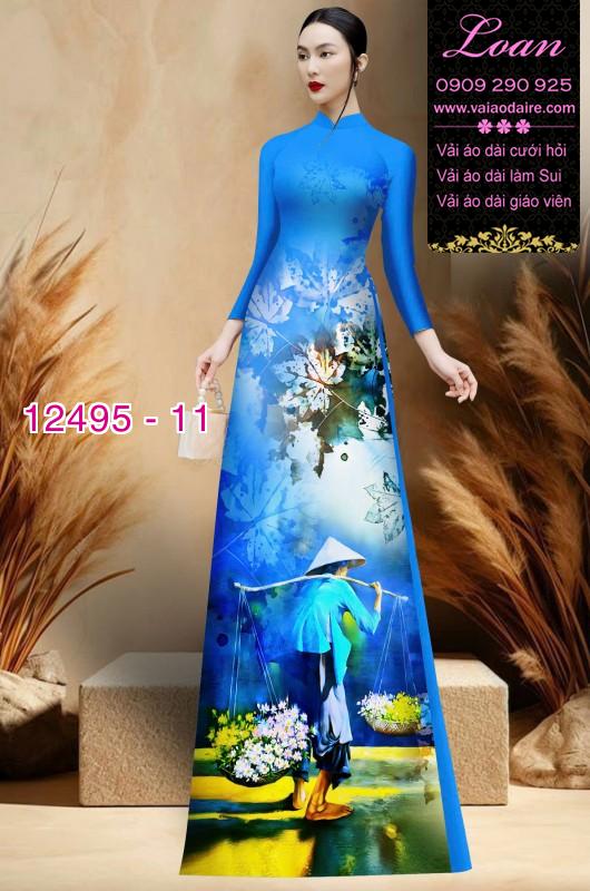 Vải áo dài hình gánh hàng rong