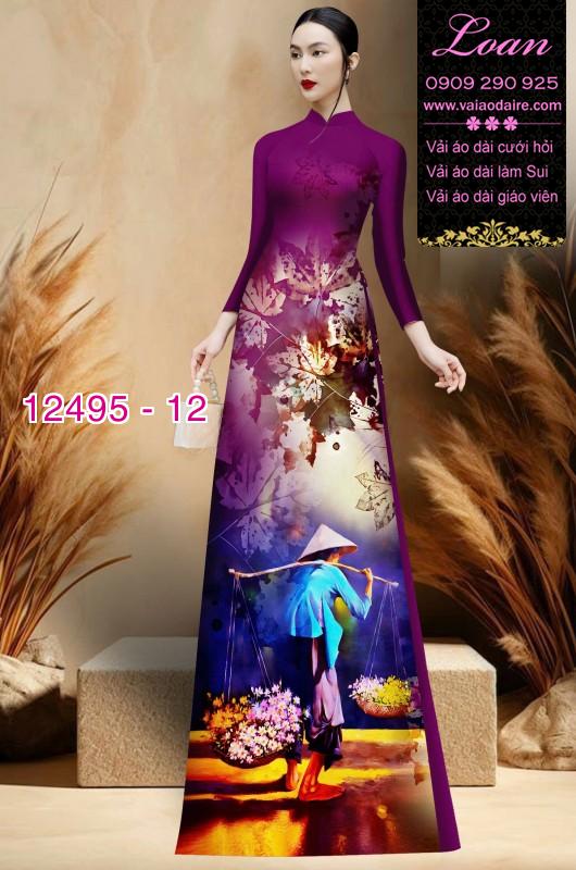 Vải áo dài hình gánh hàng rong