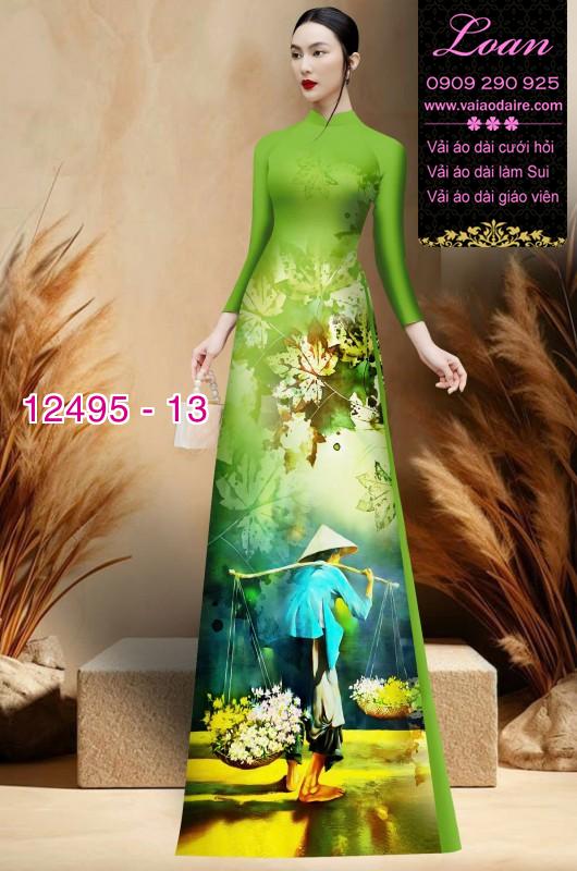 Vải áo dài hình gánh hàng rong