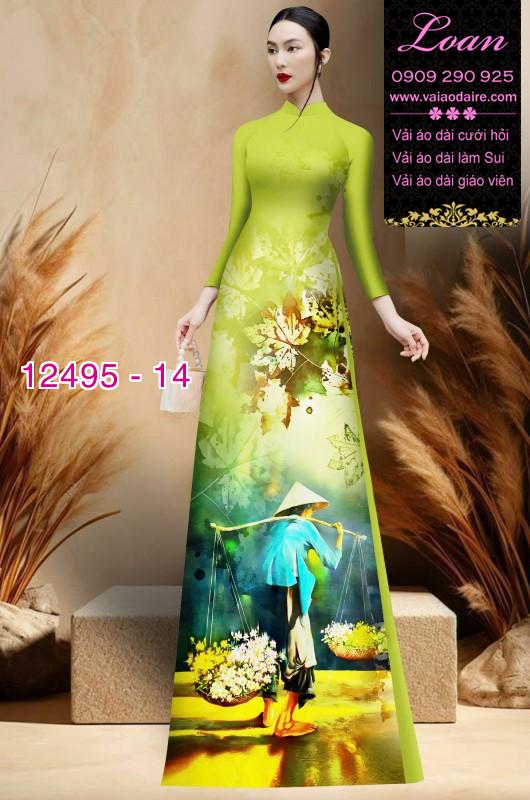 Vải áo dài hình gánh hàng rong