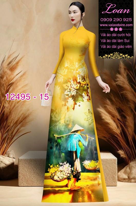 Vải áo dài hình gánh hàng rong