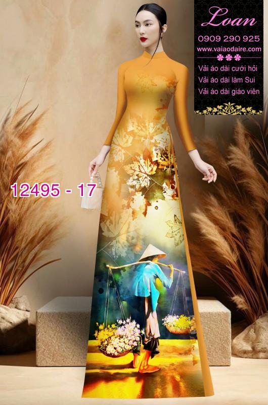 Vải áo dài hình gánh hàng rong