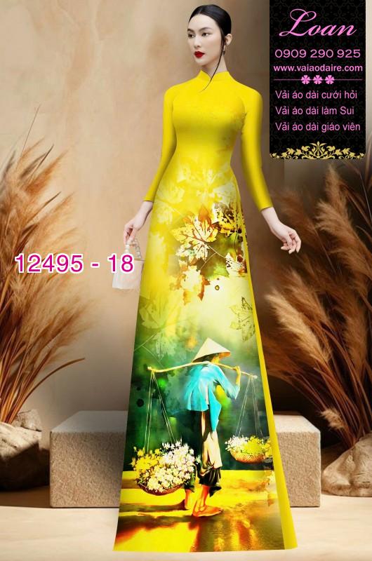 Vải áo dài hình gánh hàng rong