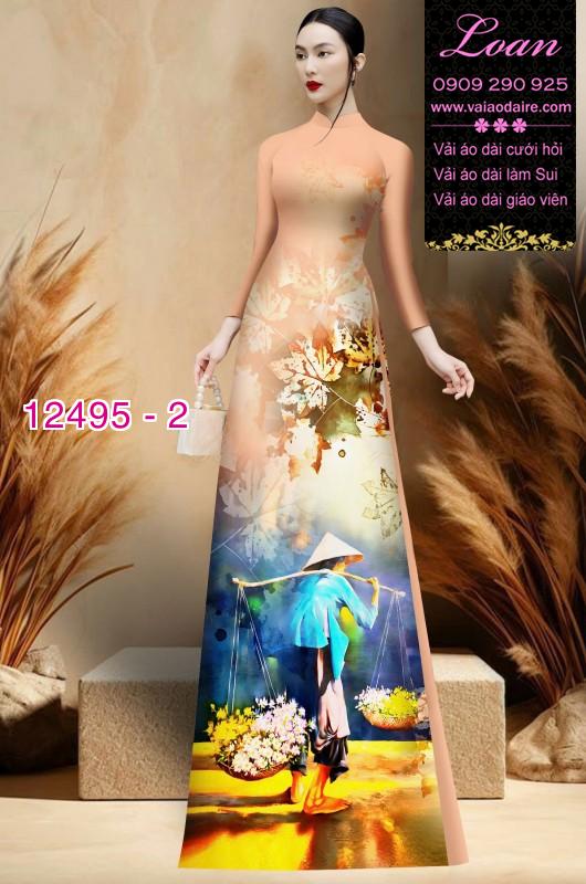 Vải áo dài hình gánh hàng rong