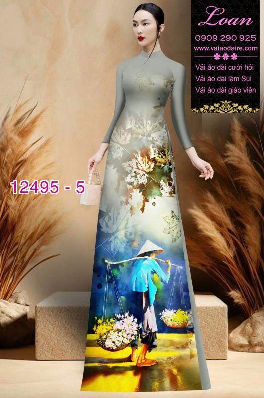 Vải áo dài hình gánh hàng rong