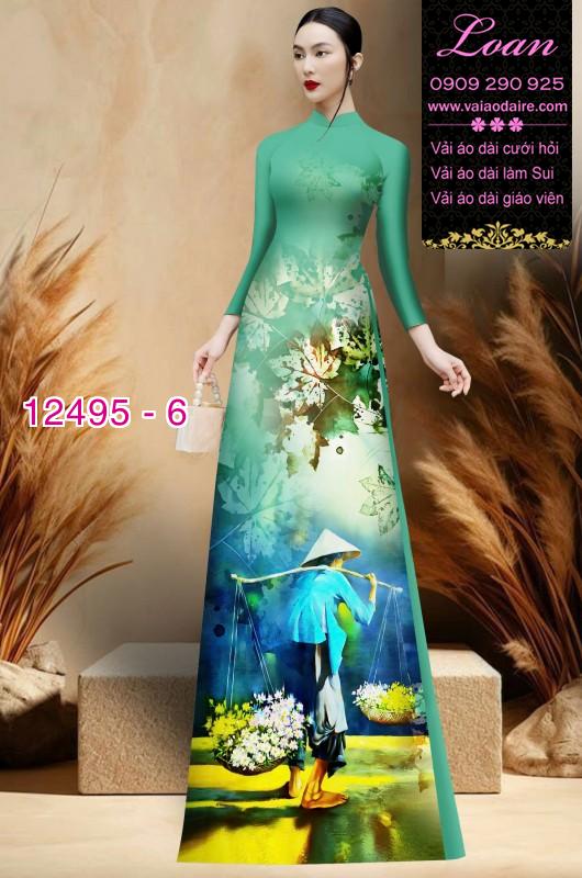 Vải áo dài hình gánh hàng rong