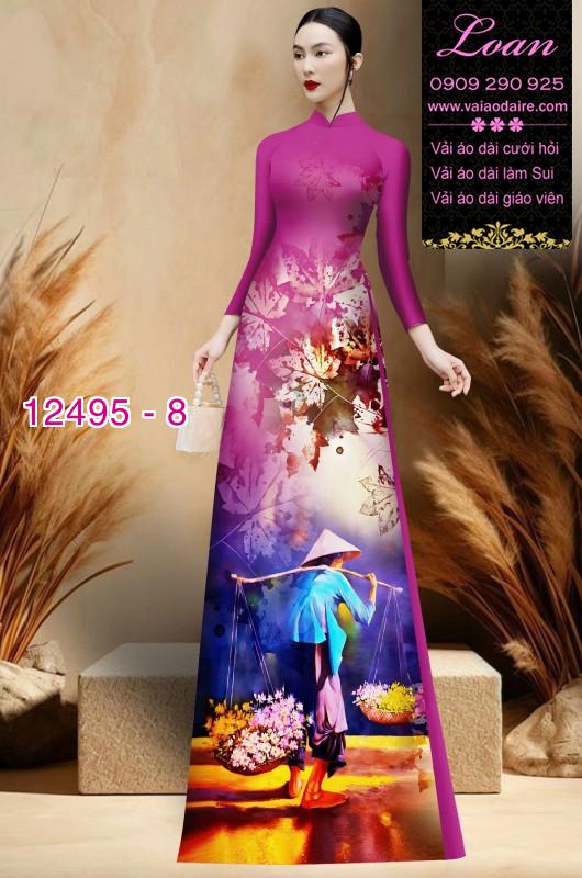 Vải áo dài hình gánh hàng rong