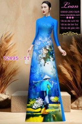 Vải áo dài hình gánh hàng rong