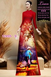 Vải áo dài hình gánh hàng rong