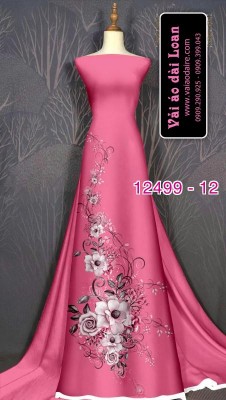 Vải áo dài hoa hồng in 3D-DT 12499