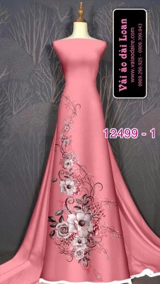 Vải áo dài hoa hồng in 3D-DT 12499