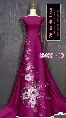 Vải áo dài hoa hồng in 3D-DT 12499