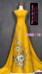 Vải áo dài hoa hồng in 3D
