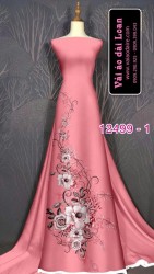 Vải áo dài hoa hồng in 3D