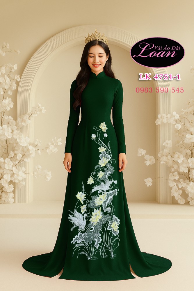 Vải áo dài thêu hoa sen Vải áo dài thêu hoa sen