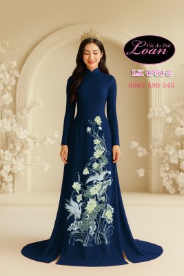 Vải áo dài thêu hoa sen-ATK 12500