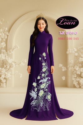 Vải áo dài thêu hoa sen-ATK 12500