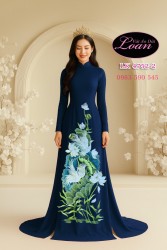 Vải áo dài thêu hoa sen - hạc