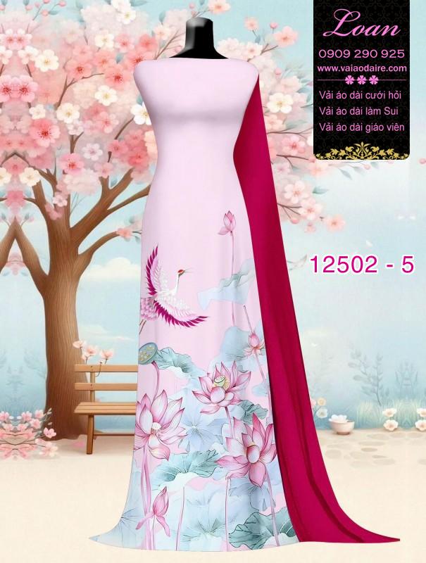 Vải áo dài sen - hạc in 3D Vải áo dài sen - hạc in 3D