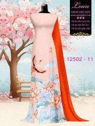 Vải áo dài sen - hạc in 3D