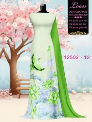 Vải áo dài sen - hạc in 3D