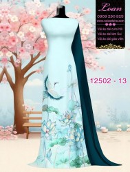 Vải áo dài sen - hạc in 3D
