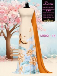 Vải áo dài sen - hạc in 3D