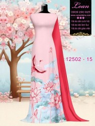 Vải áo dài sen - hạc in 3D