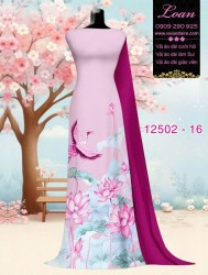 Vải áo dài sen - hạc in 3D